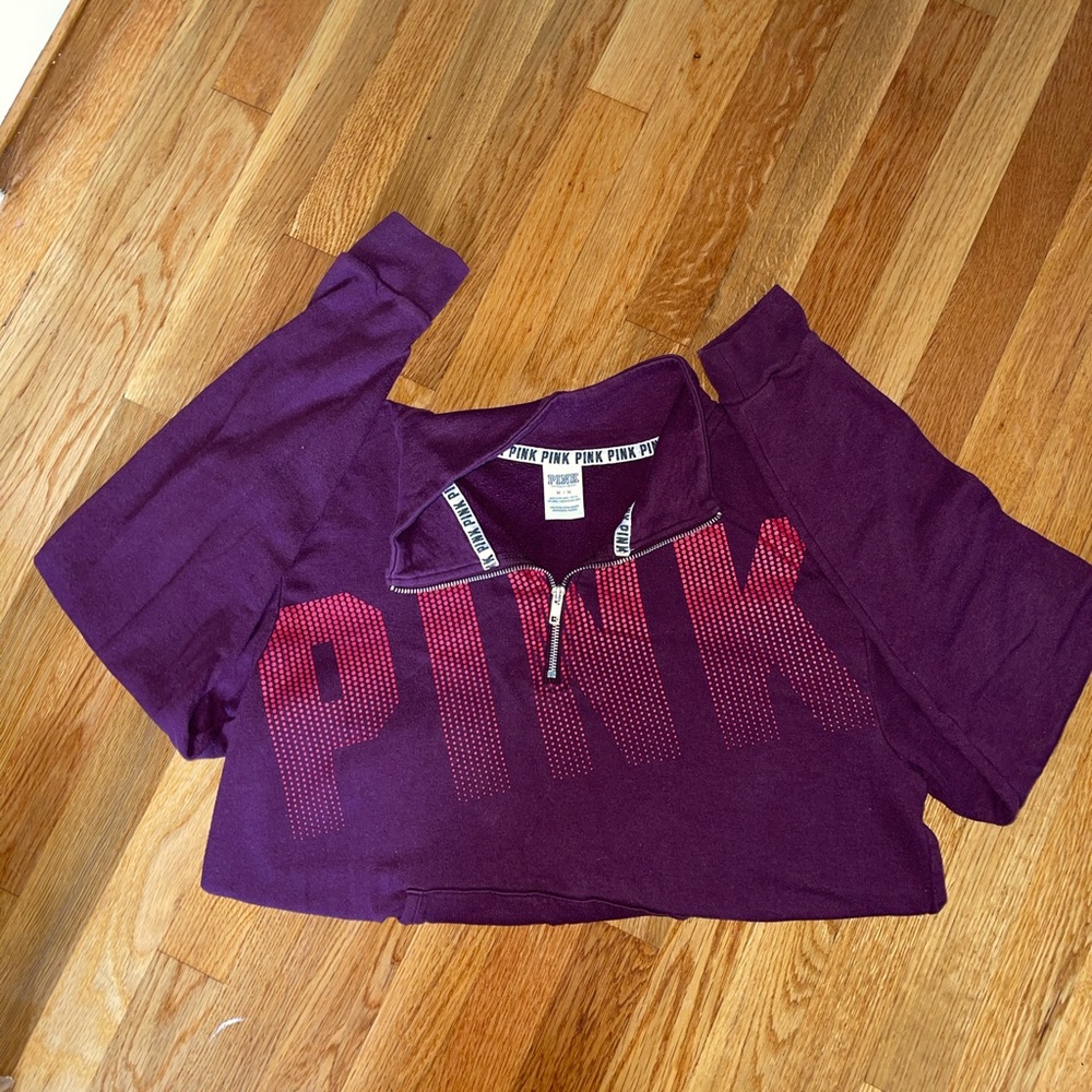 VS PINK QUARTER ZIP SWEATSHIRT